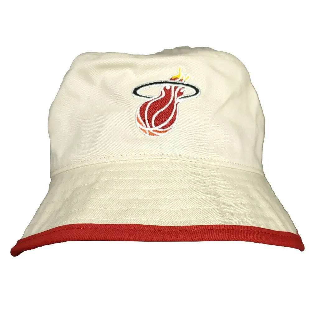Miami Heat‎ Mitchell & Ness NBA Bucket Hat L Large 7 1/4 Cream Red Edge Cap New